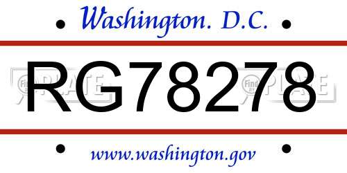 RG78278 District Of Columbia License Plate