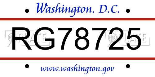 RG78725 District Of Columbia License Plate