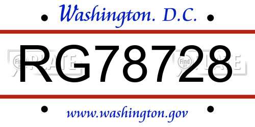 RG78728 District Of Columbia License Plate