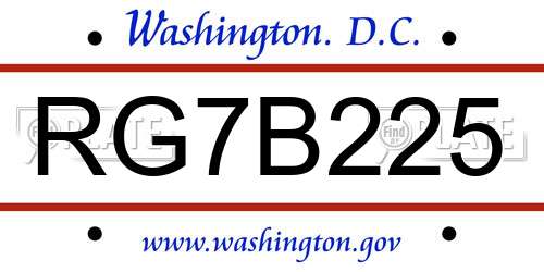 RG7B225 District Of Columbia License Plate