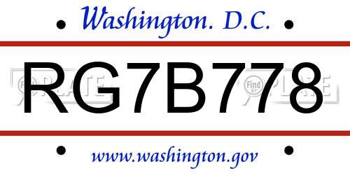 RG7B778 District Of Columbia License Plate