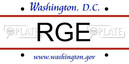 RGE District Of Columbia License Plate