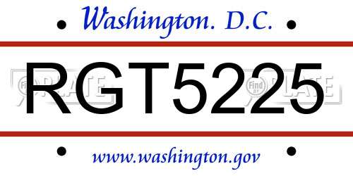 RGT5225 District Of Columbia License Plate