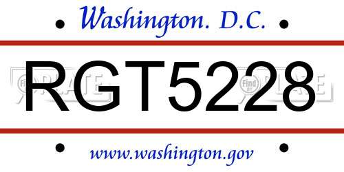 RGT5228 District Of Columbia License Plate
