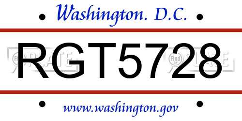 RGT5728 District Of Columbia License Plate