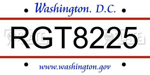 RGT8225 District Of Columbia License Plate