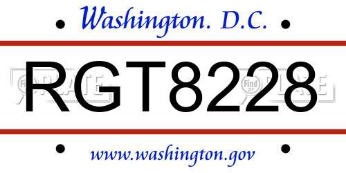 RGT8228 District Of Columbia License Plate