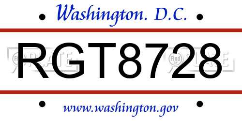 RGT8728 District Of Columbia License Plate