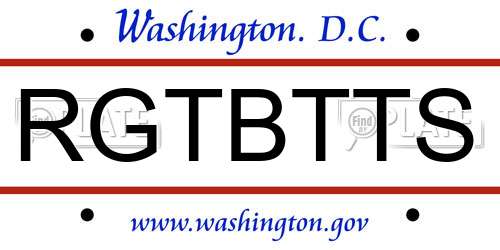 RGTBTTS District Of Columbia License Plate