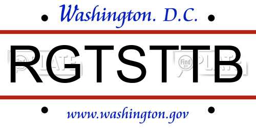 RGTSTTB District Of Columbia License Plate