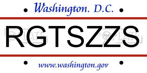 RGTSZZS District Of Columbia License Plate