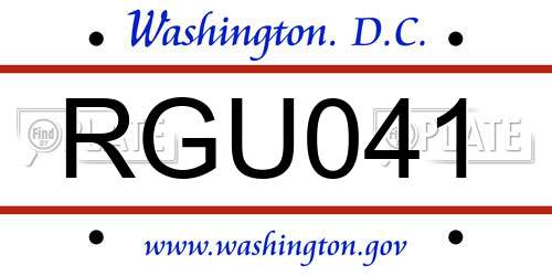 RGU041 District Of Columbia License Plate