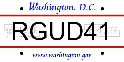 RGUD41 District Of Columbia License Plate