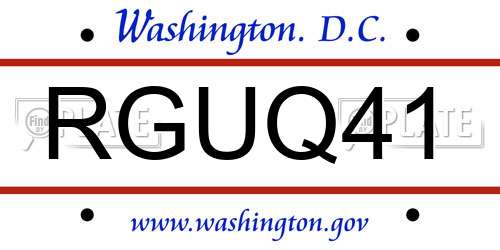RGUQ41 District Of Columbia License Plate