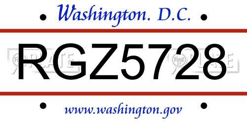 RGZ5728 District Of Columbia License Plate
