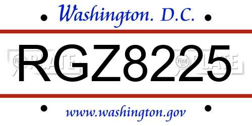 RGZ8225 District Of Columbia License Plate