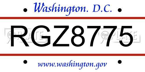 RGZ8775 District Of Columbia License Plate