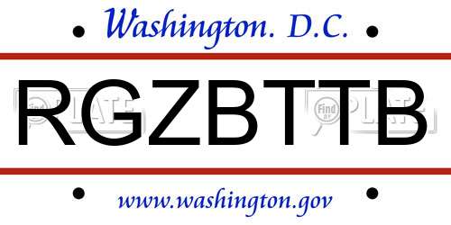 RGZBTTB District Of Columbia License Plate
