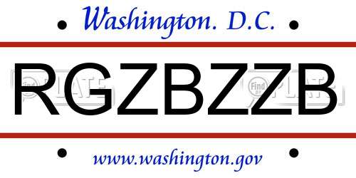 RGZBZZB District Of Columbia License Plate