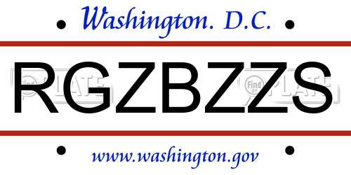 RGZBZZS District Of Columbia License Plate