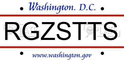 RGZSTTS District Of Columbia License Plate