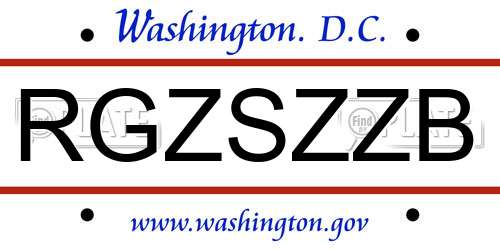 RGZSZZB District Of Columbia License Plate