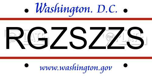 RGZSZZS District Of Columbia License Plate