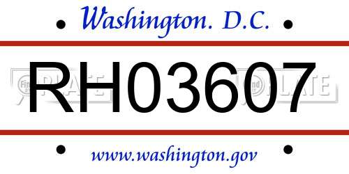 RH03607 District Of Columbia License Plate