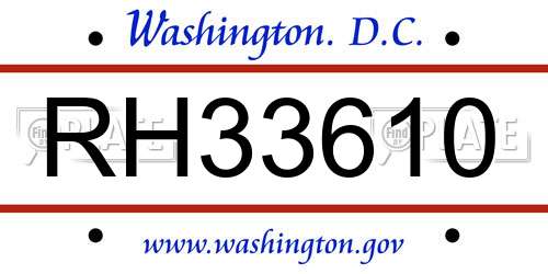 RH33610 District Of Columbia License Plate