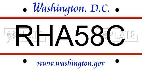 RHA58C District Of Columbia License Plate