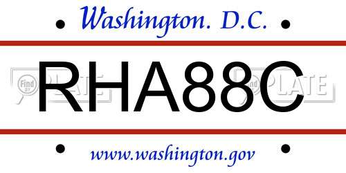RHA88C District Of Columbia License Plate