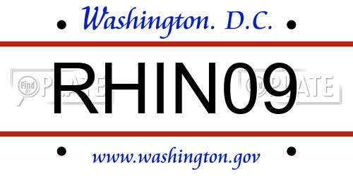 RHIN09 District Of Columbia License Plate
