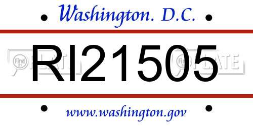 RI21505 District Of Columbia License Plate