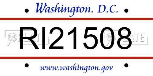 RI21508 District Of Columbia License Plate