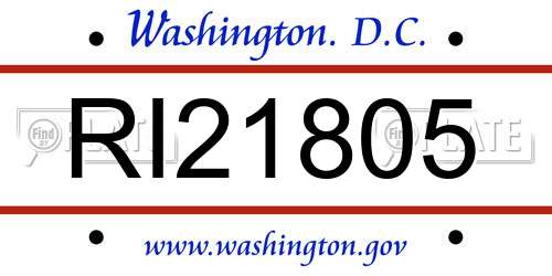 RI21805 District Of Columbia License Plate