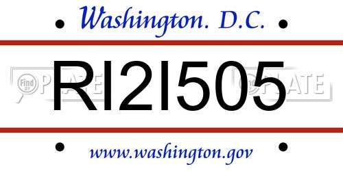RI2I505 District Of Columbia License Plate