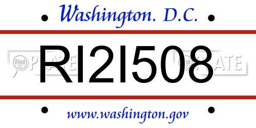 RI2I508 District Of Columbia License Plate