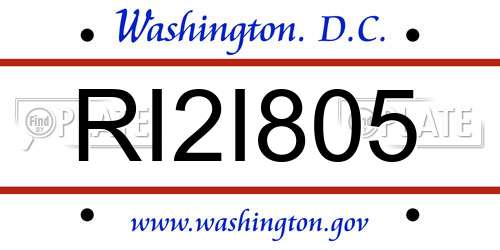 RI2I805 District Of Columbia License Plate