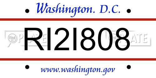 RI2I808 District Of Columbia License Plate