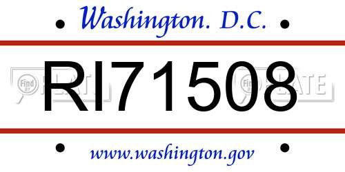 RI71508 District Of Columbia License Plate