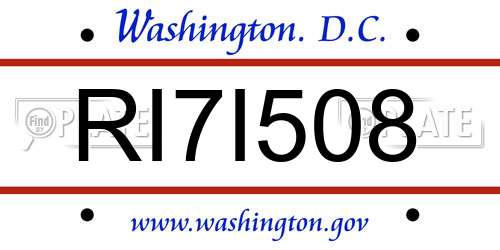 RI7I508 District Of Columbia License Plate