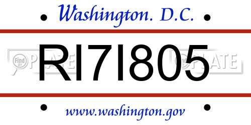 RI7I805 District Of Columbia License Plate