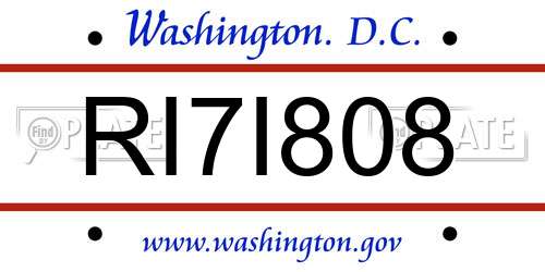 RI7I808 District Of Columbia License Plate