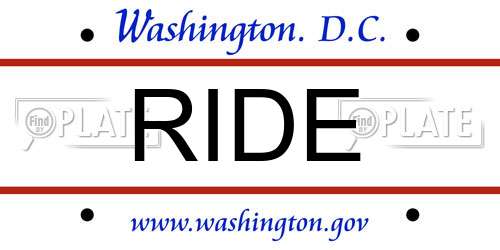 RIDE District Of Columbia License Plate