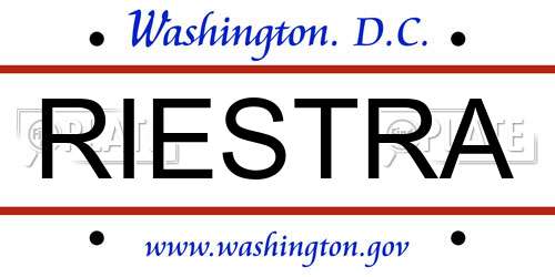 RIESTRA District Of Columbia License Plate