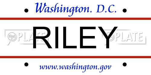 RILEY District Of Columbia License Plate