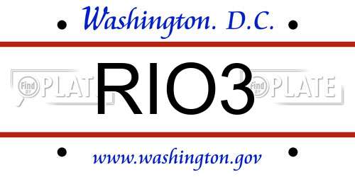RIO3 District Of Columbia License Plate
