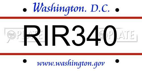 RIR340 District Of Columbia License Plate