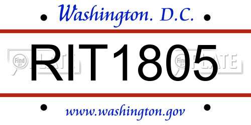 RIT1805 District Of Columbia License Plate