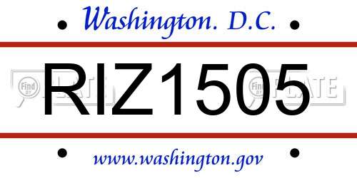 RIZ1505 District Of Columbia License Plate